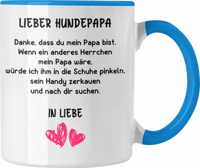 Produktbild von Trendation - Hunde Papa Geschenk Tasse mit Spruch für Hundepapa (Blau)
