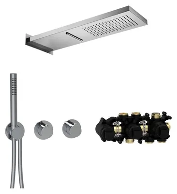Produktbild von Herzbach MODUL7 Duschsystem T-MU2 mit Thermostat und Regenbrause eckig
