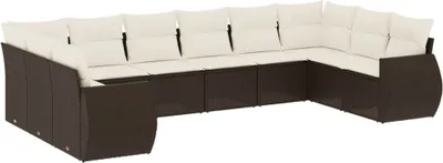 Produktbild von 10-tlg. Garten-Sofagarnitur mit Kissen Braun Poly Rattan