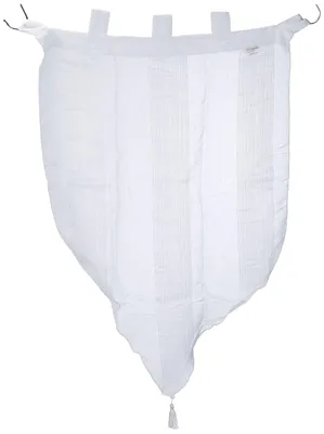 Obrázek produktu pro Záclony s bambulkami, 2 kusy, rozměry 60 x 90 cm, průsvitná tkanina, barva: béžová, bílá