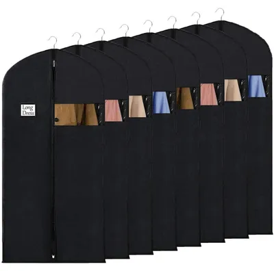Produktbild von Kleidersäcke Set 8 Stück 152x60 cm Schwarz Vliesstoff