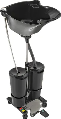 Produktbild von Haarwaschbecken, verstellbare Höhe 27-37 Zoll, Doppelbehälterdesign, Kapazität 9 Liter, runde Beckenform,