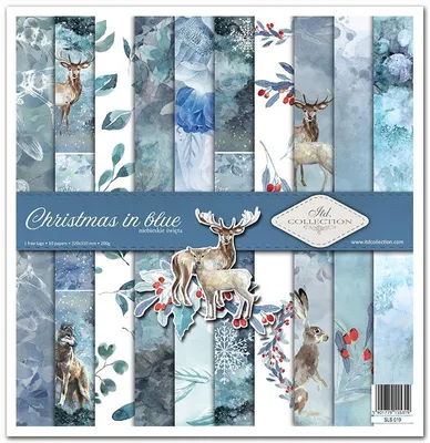 Obrázok produktu pre ITD COLLECTION Setz 11Stk 30x30cm Scrapbooking Papier - Vianoce v modrom