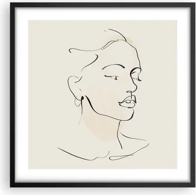 Produktbild von Gerahmtes Poster - Schwarzer Rahmen - Frau Zeichnung Linie - 50x50 cm - Wand Bild - Wanddeko - Wandbilder - Kunstposter - Wandposter - Bilderrahmen - Bilder - Kunstdruck - P2BAC50x50-5046