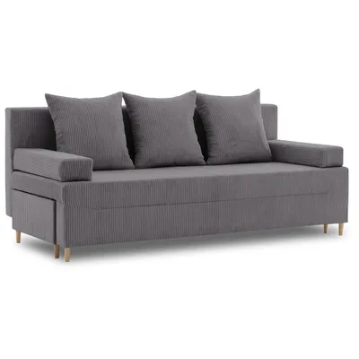Produktbild von Couch FIREZE mit Schlaffunktion - ausziehbares Sofa mit Bettkasten - Dunkelgrau, Grau