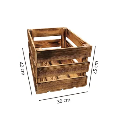 Produktbild von Vintage Holzkisten Geflammt – 30x40x25 cm – Weinkisten & Obstkisten im Used-Look – Dekokisten, Regale – Holzboxen als Möbel und Aufbewahrung