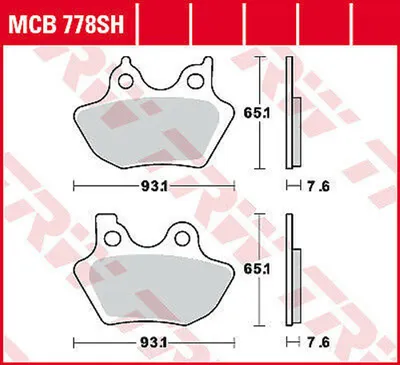 Obrázek produktu pro Sada brzdových destiček TRW MCB778SH Dyna Super Glide Custom FXDCI