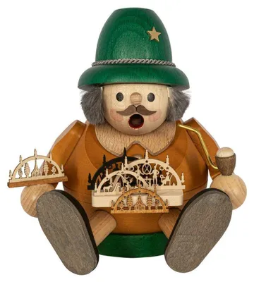 Produktbild von Räuchermann Schwibbogenverkäufer sitzend bunt Höhe ca. 13cm NEU