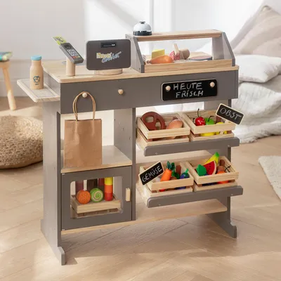 Productafbeelding van howa, houten winkel, natuurlijke kleur, taupe, inclusief een speelset bestaande uit 30 onderdelen (artikelnummer 14755)