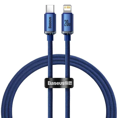 Obrázok produktu pre Kábel Baseus Crystal, USB-C na Lightning, 20 W, 1,2 m, modrý