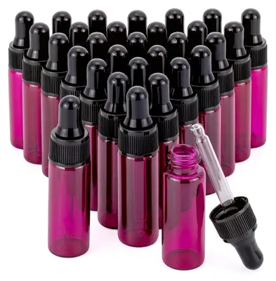 Obrázek produktu pro Sada 30 skleněných lahviček s kapátkem o objemu 5 ml, včetně trychtýřů pro snadné plnění