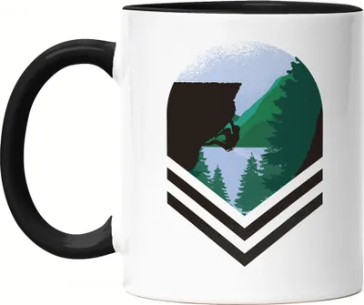Produktbild von Klettern Tasse Schwarz Berge Bergsteiger Bouldern Klettern Freizeit Healing Hügel Felsen Kletterschuhe Kletterer Sport
