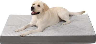 Produktbild von Orthopädisches Hundebett 105x70 cm, Eierschaumstoff, wasserdicht, waschbarer Bezug, grau, für Hunde
