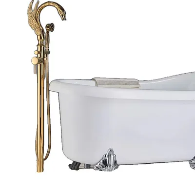 Immagine prodotto di Miscelatore per vasca da bagno freestanding, in ottone, stile contemporaneo, finitura oro