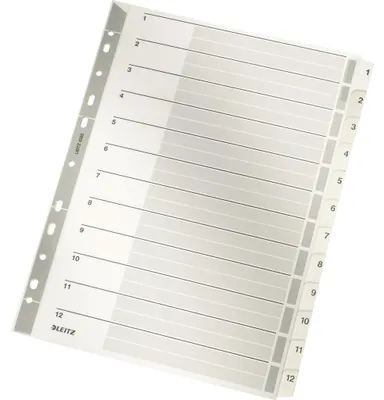 Produktbild von Leitz Register 43250000 DIN A4 1-12 volle Höhe 160g Karton grau