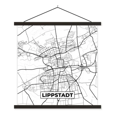 Produktbild von MuchoWow® Textilposter Karte - Lippstadt - Karte - Stadtplan 120x120 cm mit schwarzem Rahmen - Aufhängungsset