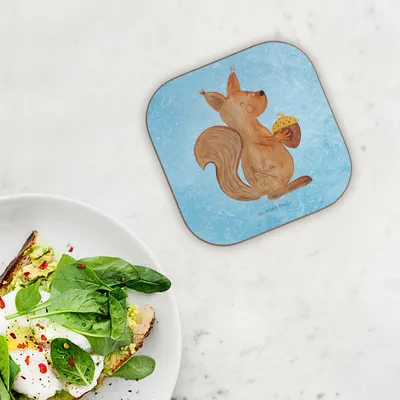 Produktbild von Mr. & Mrs. Panda Untersetzer für Gläser Eichhörnchen Weihnachtszeit - Eisblau - Geschenk, Coaster, Frohe Weihnachten, bieruntersetzer, Vogel, Tischschoner, Guten Rutsch