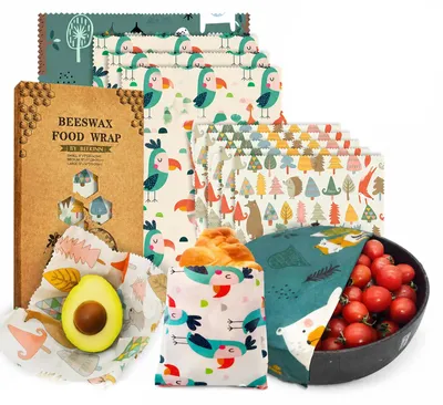 Bienenwachstücher Set 9er (1L, 3M, 5S) – wiederverwendbar, Tiermotiv