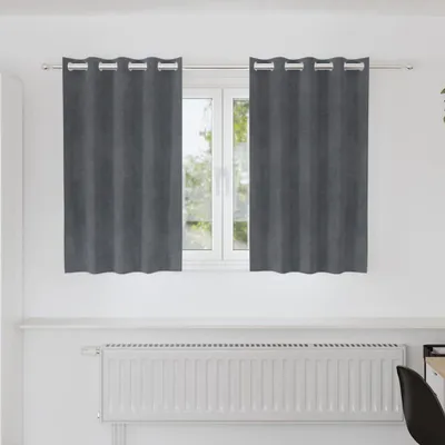 Productafbeelding van Verduisterende gordijnen, 2 stuks, lichtgrijs, 140 x 140 cm, fluweel