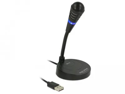 Produktbild von USB Mikrofon mit Standfuß und Touch-Mute Taste Delock