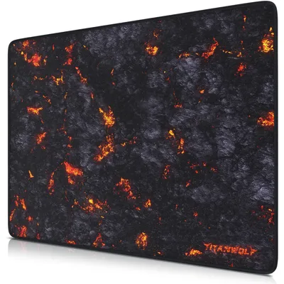 Imagen del producto de Alfombrilla para ratón Titanwolf Gaming XL, 440 x 350 mm, superficie de tela, base de goma, diseño con motivos de lava