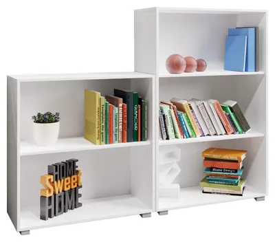 Immagine prodotto di CASARIA®Set di 2 Librerie Vela 3+2 Scomparti Regolabili Scaffali in Legno Soggiorno Studio Ufficio