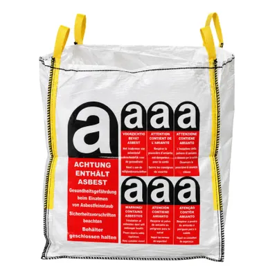 Produktbild von Lacers Big Bags 20 Stück Asbest 90x90x110cm mit 4 Schlaufen bis 1000 Kilogramm, Beschichtet | Schüttgutbehälter, Transportsack, Entsorgungssack