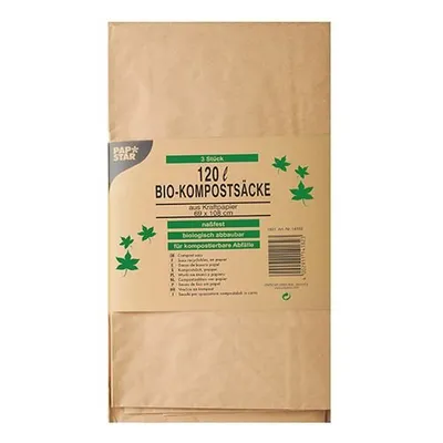 Produktbild von Abfallsäcke aus Papier "pure" 120 l 93 cm x 45 cm x 21 cm braun , 2-lagig