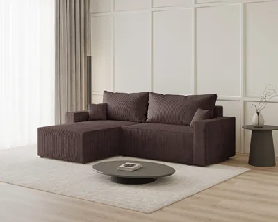 Productafbeelding van Hoekbank 250 cm Lugo met opbergruimte - Links, Hoekbank, slaapbank - Corduroy stof, bruin (LincolnD 29)