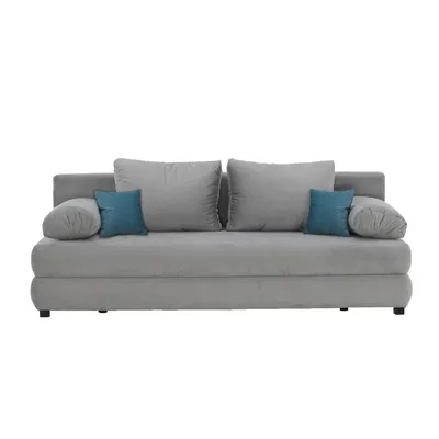 Zdjęcie produktu dla Kondela Składana sofa ze schowkiem Cliv - szary / turkusowy