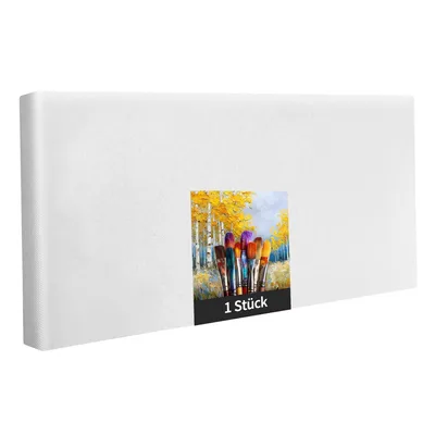 Produktbild von Keilrahmen - 1 Stück - 50 x 90 cm - weiße Künstlerleinwand aus Polyester - zum Bemalen - fertig bespannt - geeignet für Acrylfarben oder Textilfarben