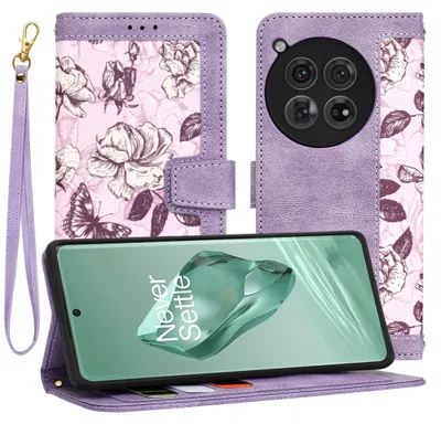 Produktbild von Techsuit FlipCraft Book Wallet Klapphülle mit Kabel für OnePlus 12 - Mysterious Purple