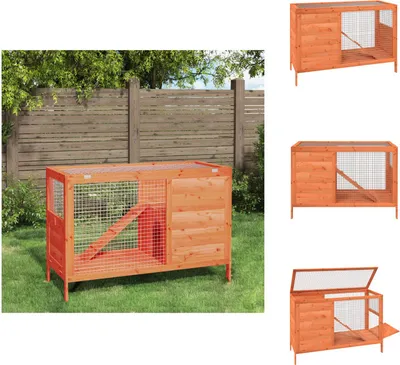 Immagine prodotto di vidaXL Conigliera marrone 103x44x69,5 cm in legno di pino massiccio - Habitat e recinti per piccoli animali