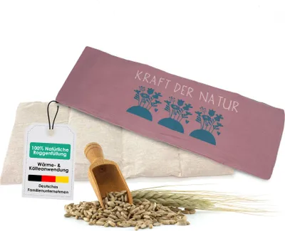 Produktbild von heimtexland ® Roggen Natur Körnerkissen Kälte- und Wärmekissen XL Nackenkissen 20x48 cm 100% Baumwolle 4 Kammern Typ752 Rosa - Kraft der Natur