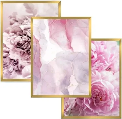 Immagine prodotto di Poster da parete con cornice dorata, set di fiori glamour 30x40