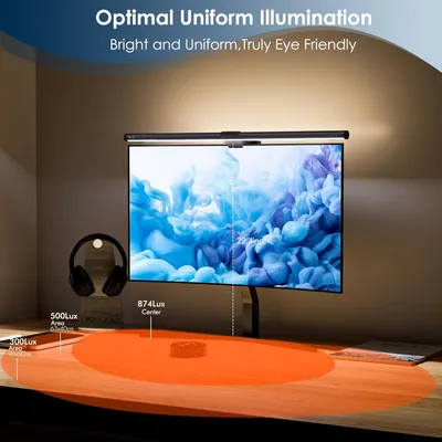 Productafbeelding van Monitorlamp - 51cm - Zwart - Dimbare Beeldschermlamp met Backlight en Afstandsbediening