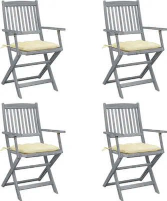 Produktbild von Klappbare Gartenstühle 4 Stk. mit Kissen Massivholz Akazie