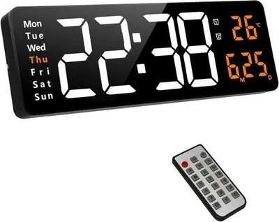 Obrázek produktu pro Velké LED hodiny o úhlopříčce 16 palců s dálkovým ovládáním a kalendářem
