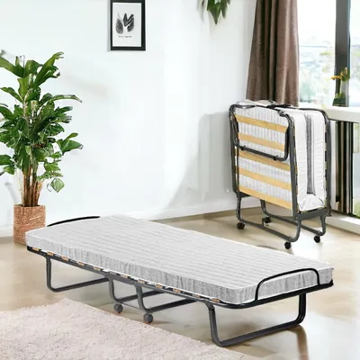 Immagine prodotto di Talamo Italia Letto Pieghevole Tellus 80x190 cm Nero, Materasso Incluso Imbottito  Italy