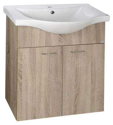 Productafbeelding van Aqualine KERAMIA FRESH wastafelmeubel, 60,6x74x34 cm, eikenhout, platina afwerking