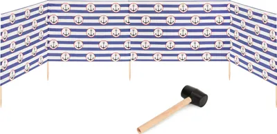 Produktbild von Garronda Strand Windschutz Sichtschutz 5m lang plus Gummihammer GAEX001 (Streifen/Anker-2, 5 m)