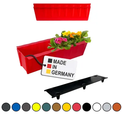 Image de BURI 2 inserts de jardinières pour palettes Euro avec tapis d'arrosage | 37,3cm rouge | Jardinière pour palette Euro | Balconnière | Pot de fleurs | en plastique solide | Germany