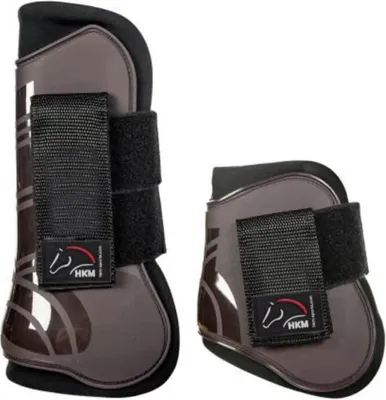 Produktbild von HKM Springgamaschen und Streichkappen 4er-Set Genua Dunkelbraun/Schwarz Pony