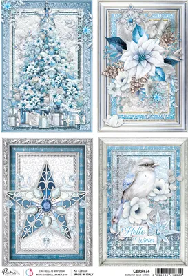 Produktbild von Motiv-Strohseide "Elecance of Blue -Blue Cards", DIN A4