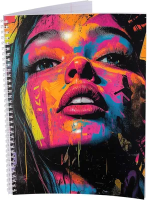 Produktbild von Collegeblock - gepunktet – 5 Stück – Colorsplash Schallplatte - DIN A4 – 80 Blatt – 80 g - gelocht – Spiralbindung – Korrekturrand – perforiert