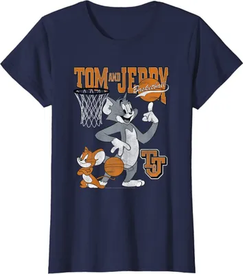Produktbild von Tom and Jerry - "Spinning Basketball" T-Shirt für Damen BI778 (XXL) (Marineblau)