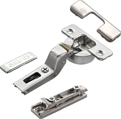 Produktbild von 2 x Salice Topfband Serie 700 mit Dämpfer im Topf 110° Bohrbild T45 Innenanschlag mit Linear-Montageplatte Höhe 6 mm mit Euroschrauben, Exzenterverstellung, Abdeckkappenset Topfscharnier von SOTECH