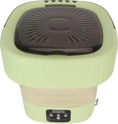 Image de 10L Machine à laver pliable Mini machine à laver les sous-vêtements Petite machine à laver portable pour dortoir Hôtel Voyage Vert EU Plug