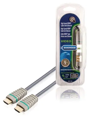 Produktbild von Bandridge BVL1202, 2 m, HDMI Typ A (Standard), HDMI Typ A (Standard), Schwarz, Grau