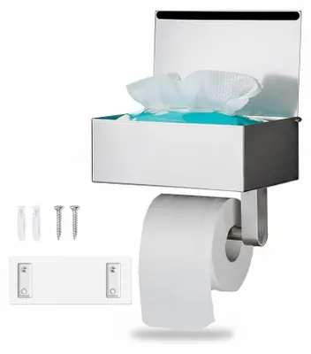 Image de InAndOutdoorMatch - Porte-rouleau de papier toilette - Argenté - Acier inoxydable